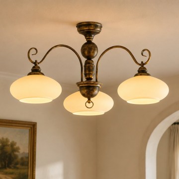 Brilagi - Επικαθήμενος πολυέλαιος MOLLERO 3xE27/15W/230V Ø 84 εκ. μπρονζέ/πατίνα
