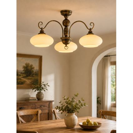 Brilagi - Επικαθήμενος πολυέλαιος MOLLERO 3xE27/15W/230V Ø 84 εκ. μπρονζέ/πατίνα