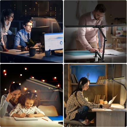 Brilagi - LED Dimming αφής εύκαμπτο Επιτραπέζιο φωτιστικό VARIO LED/24W/230V 3000-6500K CRI 92 μαύρο