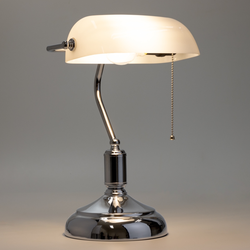 Brilagi - Επιτραπέζιο φωτιστικό BANK OFFICE 1xE27/60W/230V γυαλιστερό χρώμιο/λευκό