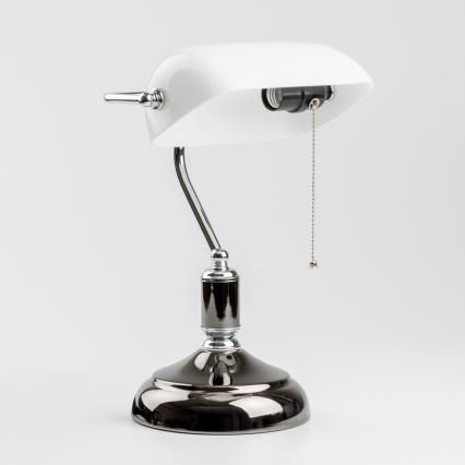 Brilagi - Επιτραπέζιο φωτιστικό BANK OFFICE 1xE27/60W/230V μαύρο/ασημί/λευκό