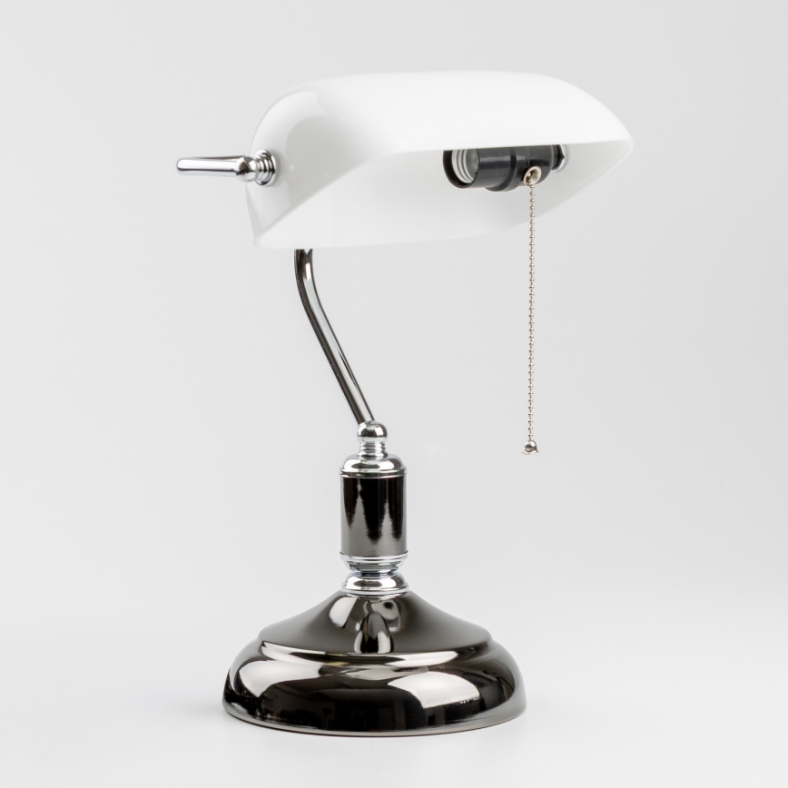 Brilagi - Επιτραπέζιο φωτιστικό BANK OFFICE 1xE27/60W/230V μαύρο/ασημί/λευκό