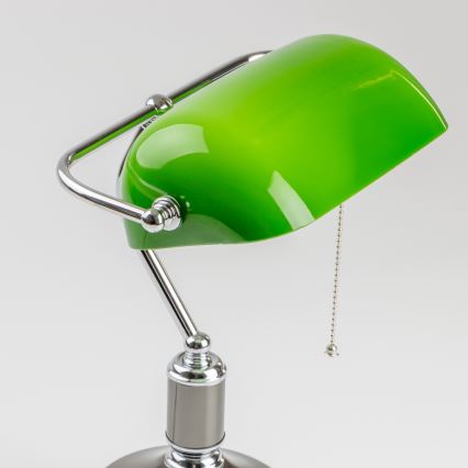 Brilagi - Επιτραπέζιο φωτιστικό BANK OFFICE 1xE27/60W/230V μαύρο/ασημί/πράσινο