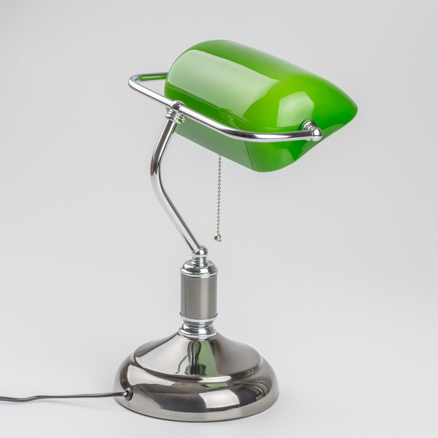 Brilagi - Επιτραπέζιο φωτιστικό BANK OFFICE 1xE27/60W/230V μαύρο/ασημί/πράσινο