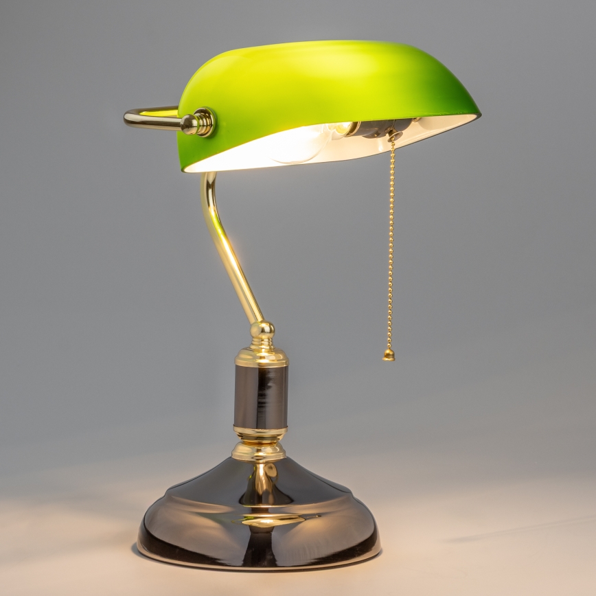 Brilagi - Επιτραπέζιο φωτιστικό BANK OFFICE 1xE27/60W/230V μαύρο/χρυσό/πράσινο