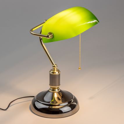 Brilagi - Επιτραπέζιο φωτιστικό BANK OFFICE 1xE27/60W/230V μαύρο/χρυσό/πράσινο