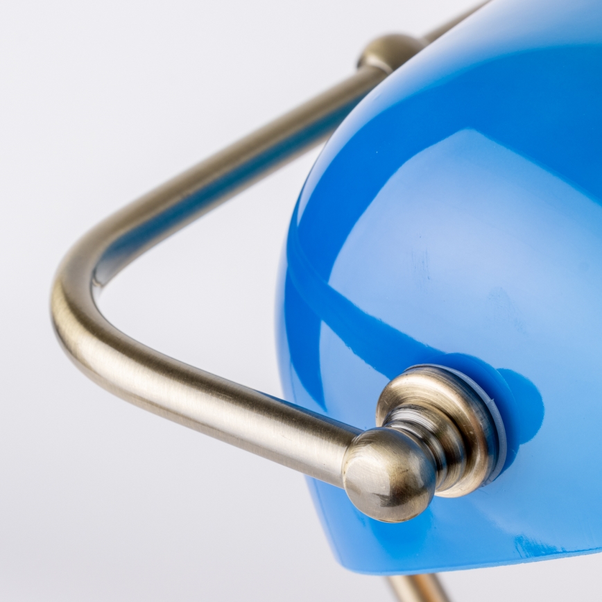 Brilagi - Επιτραπέζιο φωτιστικό BANK OFFICE 1xE27/60W/230V ορείχαλκος/μπλε