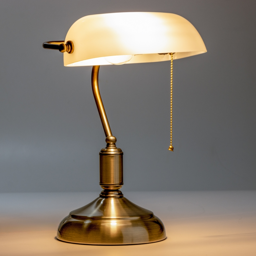 Brilagi - Επιτραπέζιο φωτιστικό BANK OFFICE 1xE27/60W/230V ορείχαλκος/λευκό