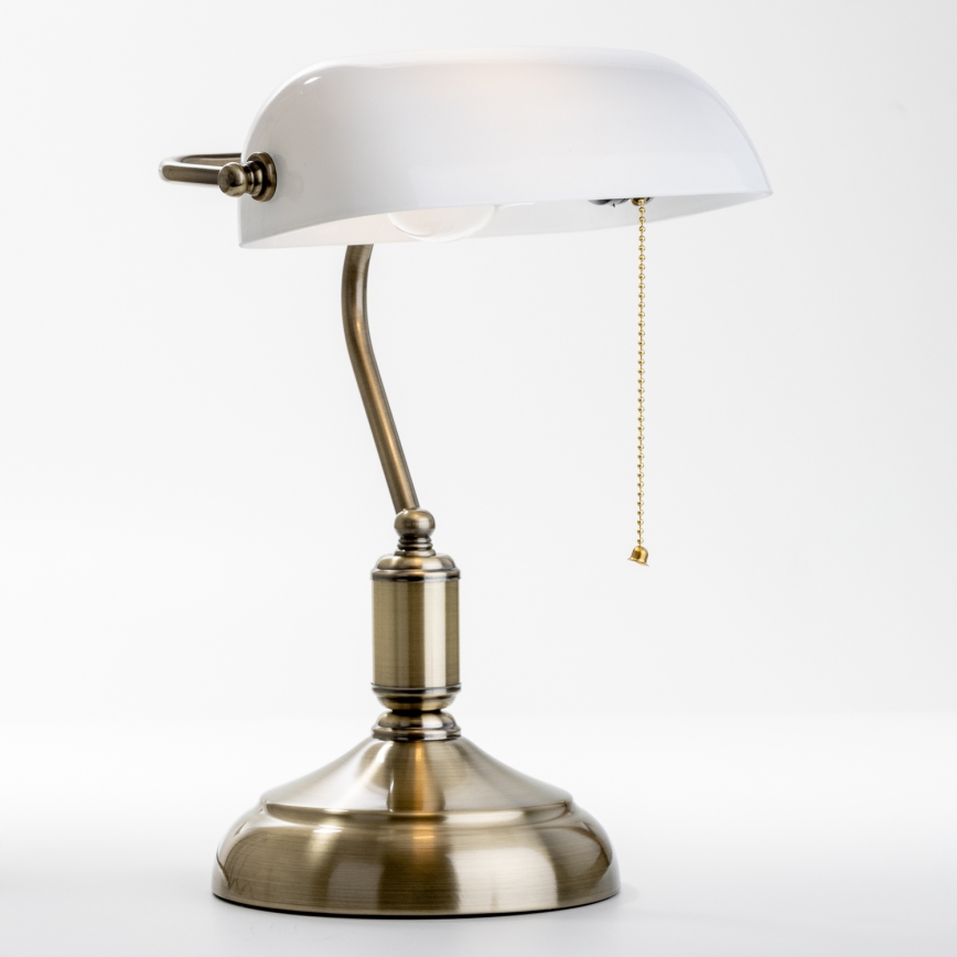 Brilagi - Επιτραπέζιο φωτιστικό BANK OFFICE 1xE27/60W/230V ορείχαλκος/λευκό