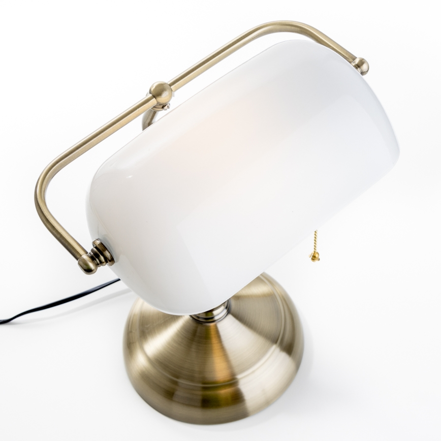 Brilagi - Επιτραπέζιο φωτιστικό BANK OFFICE 1xE27/60W/230V ορείχαλκος/λευκό