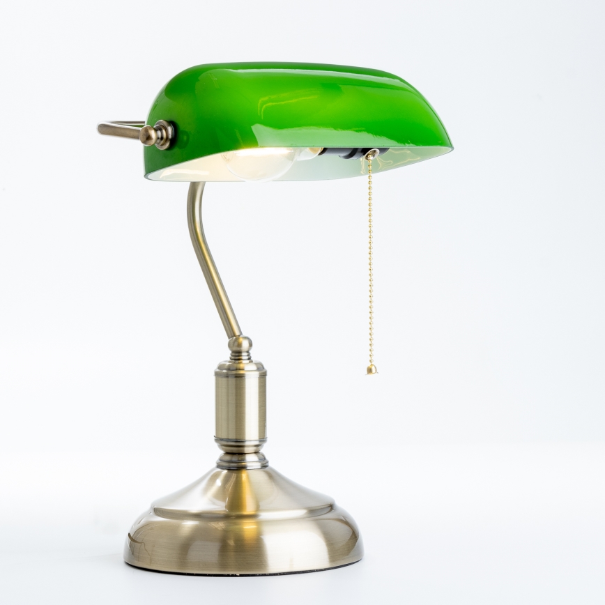 Brilagi - Επιτραπέζιο φωτιστικό BANK OFFICE 1xE27/60W/230V ορείχαλκος/πράσινο