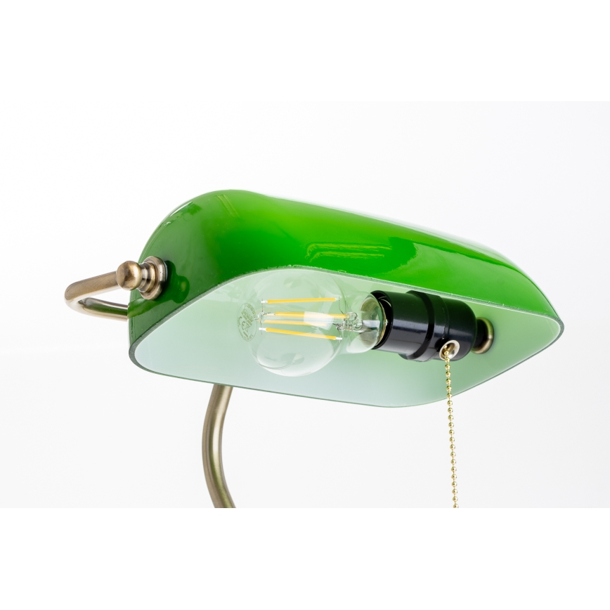 Brilagi - Επιτραπέζιο φωτιστικό BANK OFFICE 1xE27/60W/230V ορείχαλκος/πράσινο