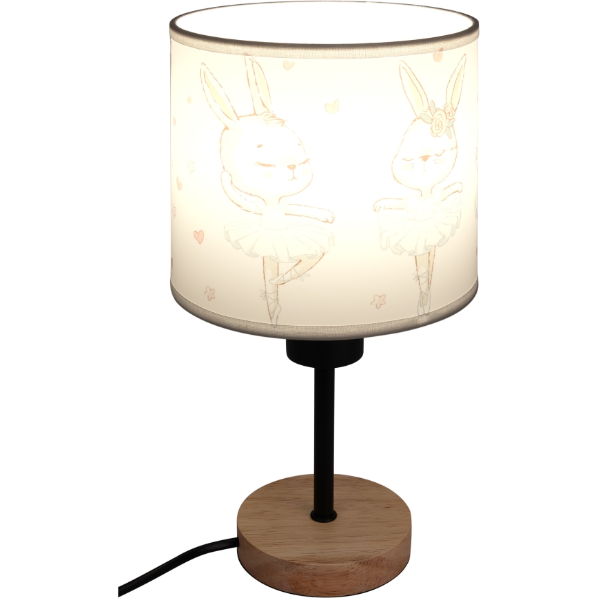 Brilagi - Παιδικό επιτραπέζιο φωτιστικό BOBO WOOD 1xE27/25W/230V δρυς/μαύρο/λευκό/κουνελάκια