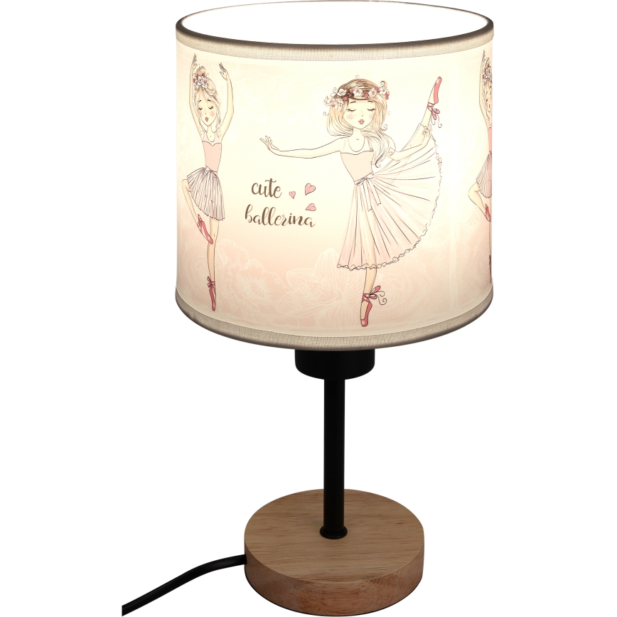 Brilagi - Παιδικό επιτραπέζιο φωτιστικό BOBO WOOD 1xE27/25W/230V δρυς/μαύρο/λευκό/ροζ/μπαλαρίνες