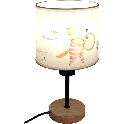 Brilagi - Παιδικό επιτραπέζιο φωτιστικό BOBO WOOD 1xE27/25W/230V δρυς/μαύρο/λευκό/ζωάκια