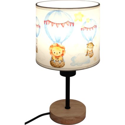 Brilagi - Παιδικό επιτραπέζιο φωτιστικό BOBO WOOD 1xE27/25W/230V δρυς/μαύρο/λευκό/ζωάκια