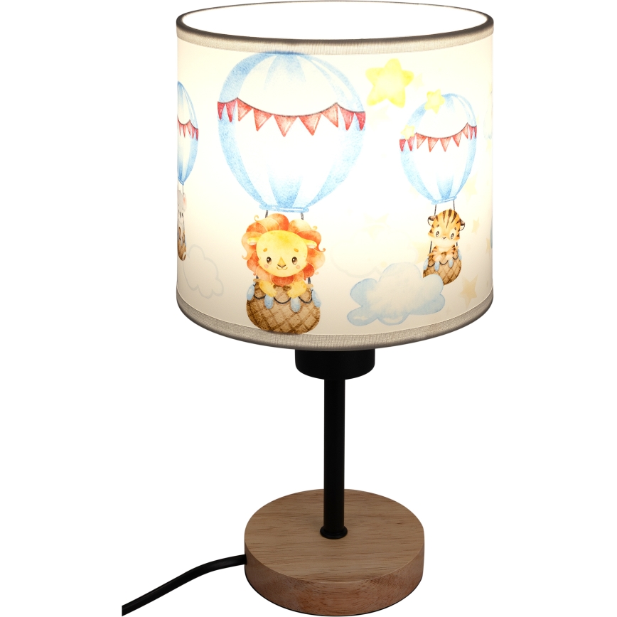 Brilagi - Παιδικό επιτραπέζιο φωτιστικό BOBO WOOD 1xE27/25W/230V δρυς/μαύρο/λευκό/ζωάκια