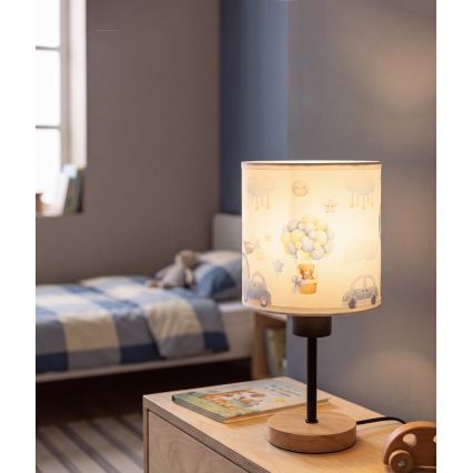 Brilagi - Παιδικό επιτραπέζιο φωτιστικό BOBO WOOD 1xE27/25W/230V δρυς/μαύρο/λευκό/μπλε/αρκουδάκια
