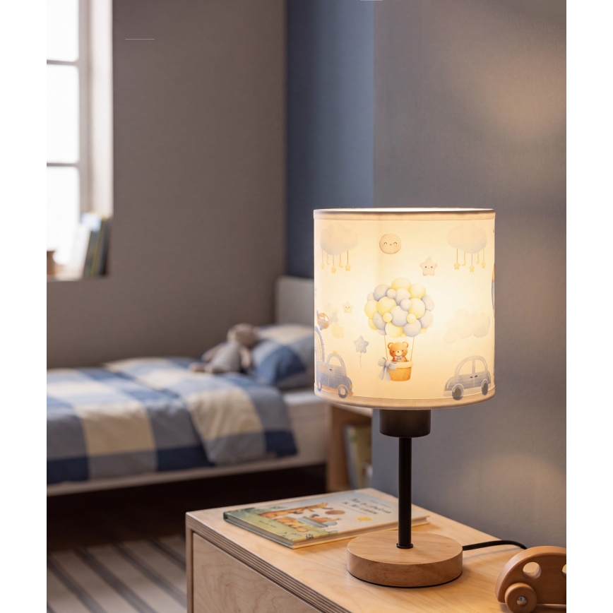 Brilagi - Παιδικό επιτραπέζιο φωτιστικό BOBO WOOD 1xE27/25W/230V δρυς/μαύρο/λευκό/μπλε/αρκουδάκια