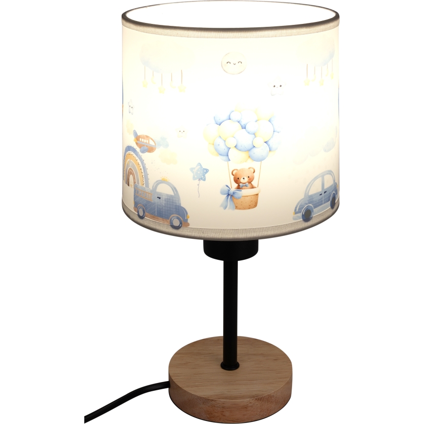 Brilagi - Παιδικό επιτραπέζιο φωτιστικό BOBO WOOD 1xE27/25W/230V δρυς/μαύρο/λευκό/μπλε/αρκουδάκια