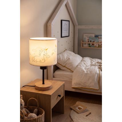 Brilagi - Παιδικό επιτραπέζιο φωτιστικό BOBO WOOD 1xE27/25W/230V δρυς/μαύρο/λευκό/μονόκεροι