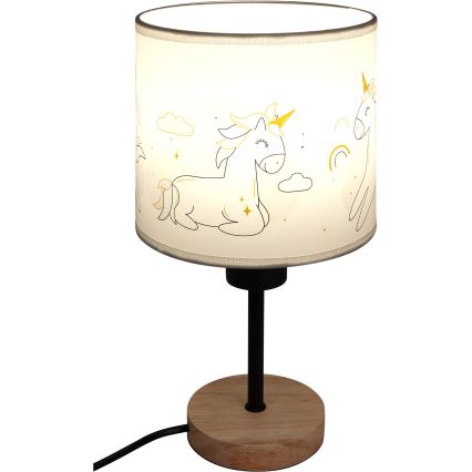 Brilagi - Παιδικό επιτραπέζιο φωτιστικό BOBO WOOD 1xE27/25W/230V δρυς/μαύρο/λευκό/μονόκεροι