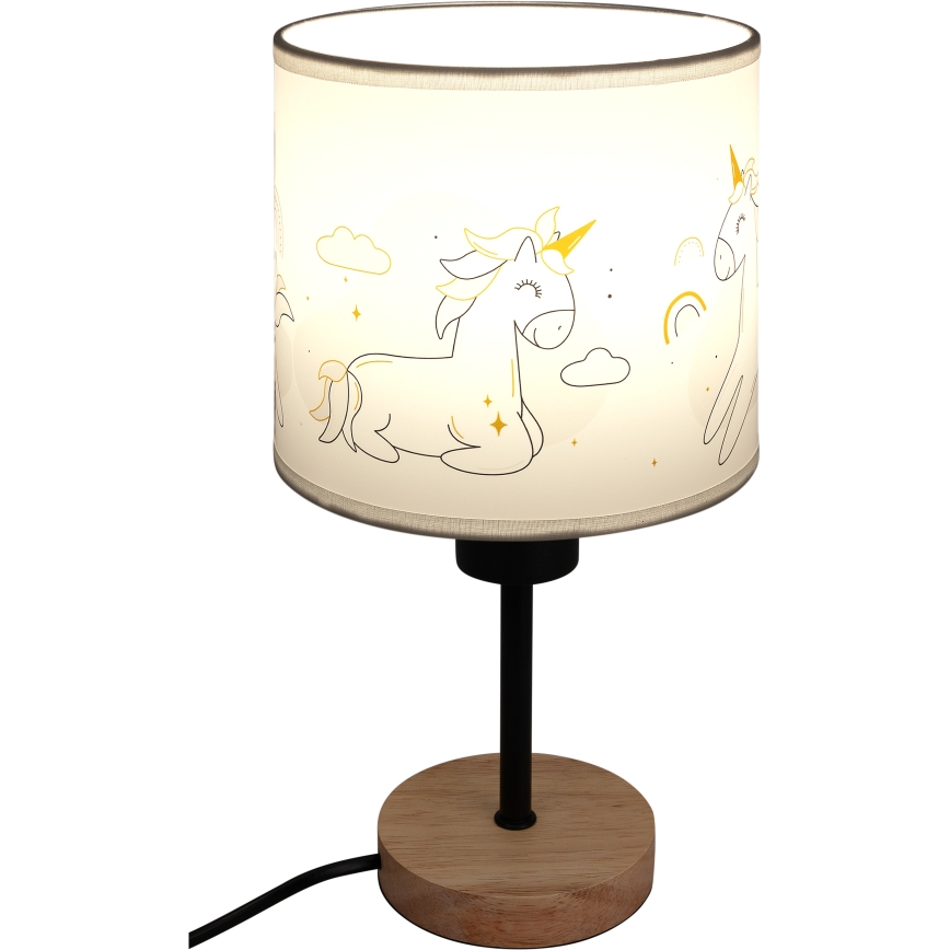 Brilagi - Παιδικό επιτραπέζιο φωτιστικό BOBO WOOD 1xE27/25W/230V δρυς/μαύρο/λευκό/μονόκεροι