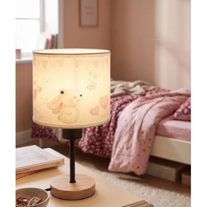 Brilagi - Παιδικό επιτραπέζιο φωτιστικό BOBO WOOD 1xE27/25W/230V δρυς/μαύρο/κρεμ/κουνελάκια