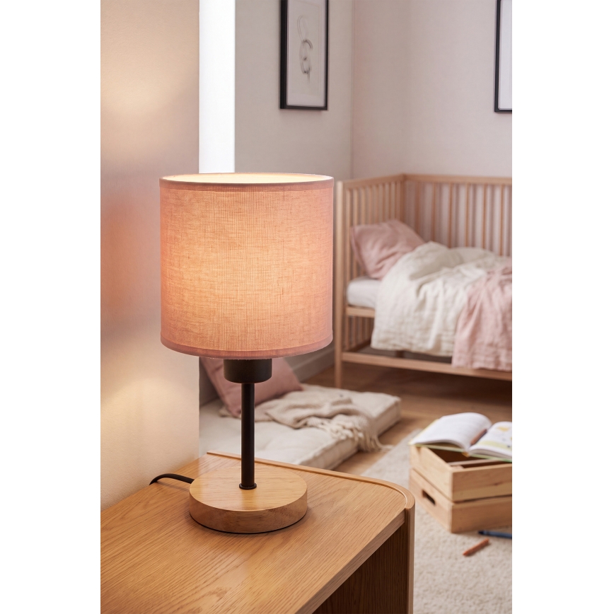 Brilagi - Παιδικό επιτραπέζιο φωτιστικό BOBO WOOD 1xE27/25W/230V δρυς/μαύρο/ροζ
