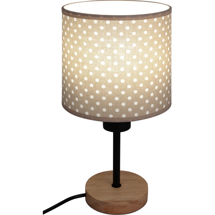 Brilagi - Παιδικό επιτραπέζιο φωτιστικό BOBO WOOD 1xE27/25W/230V δρυς/μαύρο/μπεζ/πουά