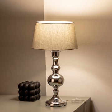 BRILAGI - Επιτραπέζιο φωτιστικό CERIA 1xE27/60W/230V διάμ. 25 cm γυαλιστερό χρώμιο/γκρι