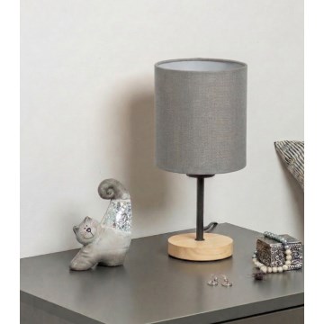 Brilagi - Επιτραπέζιο φωτιστικό NUBILA WOOD 1xE27/25W/230V βελανιδιά/μαύρο/ανοιχτό γκρι