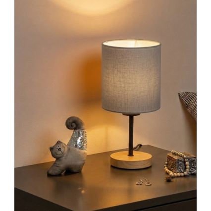 Brilagi - Επιτραπέζιο φωτιστικό NUBILA WOOD 1xE27/25W/230V βελανιδιά/μαύρο/ανοιχτό γκρι