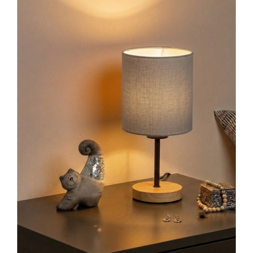 Brilagi - Επιτραπέζιο φωτιστικό NUBILA WOOD 1xE27/25W/230V βελανιδιά/μαύρο/ανοιχτό γκρι