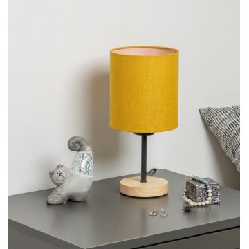 Brilagi - Επιτραπέζιο φωτιστικό NUBILA WOOD 1xE27/25W/230V δρυς/μαύρο/κίτρινο