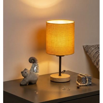 Brilagi - Επιτραπέζιο φωτιστικό NUBILA WOOD 1xE27/25W/230V δρυς/μαύρο/κίτρινο