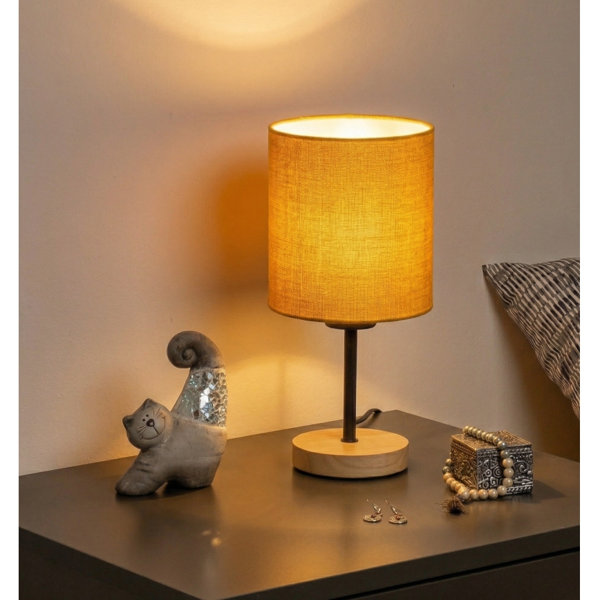 Brilagi - Επιτραπέζιο φωτιστικό NUBILA WOOD 1xE27/25W/230V δρυς/μαύρο/κίτρινο