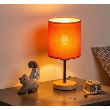 Brilagi - Επιτραπέζιο φωτιστικό NUBILA WOOD 1xE27/25W/230V δρυς/μαύρο/πορτοκαλί