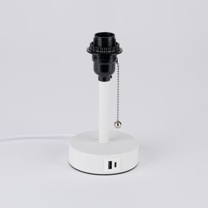 Brilagi - Επιτραπέζιο φωτιστικό TABLON με θύρα USB, 1xE27/25W/230V, λευκό