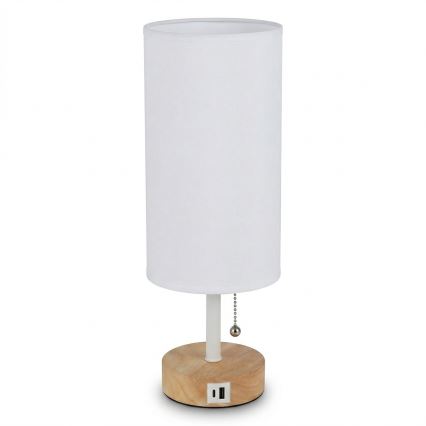 Brilagi - Επιτραπέζιο φωτιστικό TABLON με θύρα USB 1xE27/25W/230V δρυς/λευκό