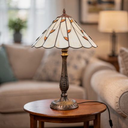Brilagi - Επιτραπέζιο φωτιστικό Tiffany FOLIA με βιτρώ, 2xE27/60W/230V