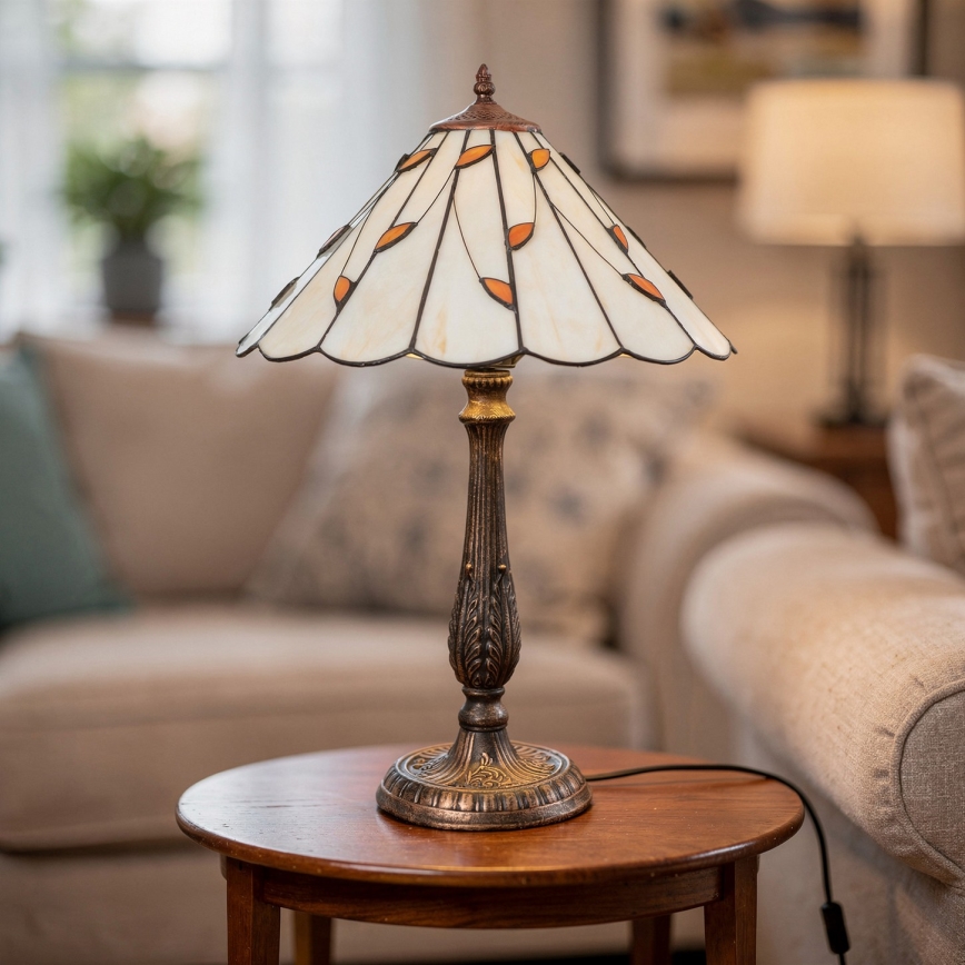 Brilagi - Επιτραπέζιο φωτιστικό Tiffany FOLIA με βιτρώ, 2xE27/60W/230V