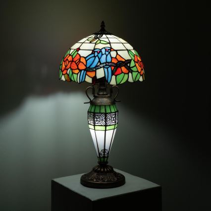 Brilagi - Επιτραπέζιο φωτιστικό Tiffany JUNGLE με βιτρώ 1xE27/60W/230V + 1xE14/40W