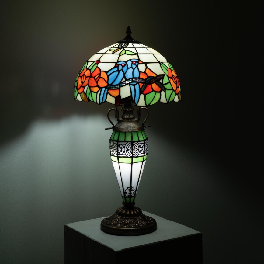 Brilagi - Επιτραπέζιο φωτιστικό Tiffany JUNGLE με βιτρώ 1xE27/60W/230V + 1xE14/40W