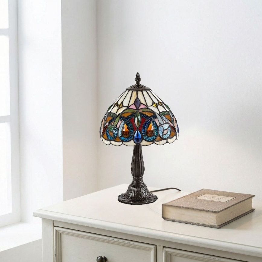 Brilagi - Επιτραπέζιο φωτιστικό Tiffany LUISA με βιτρώ 1xE14/40W/230V