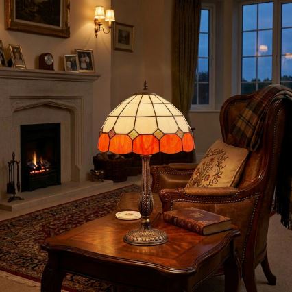 Brilagi - Επιτραπέζιο φωτιστικό Tiffany SIENNA με βιτρώ 2xE27/60W/230V