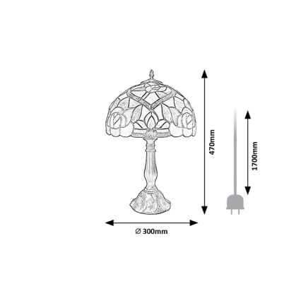 Brilagi - Επιτραπέζιο φωτιστικό Tiffany με βιτρώ GARLAN 1xE27/40W/230V