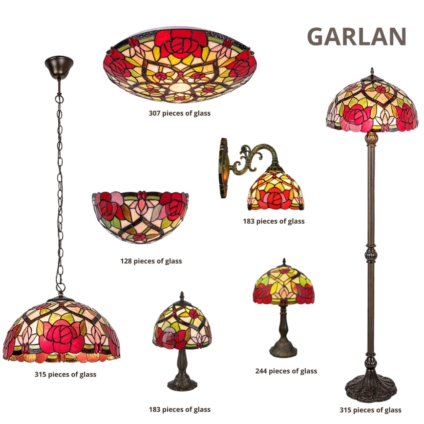 Brilagi - Επιτραπέζιο φωτιστικό Tiffany με βιτρώ GARLAN 1xE27/40W/230V
