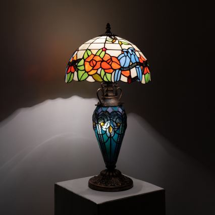 Brilagi - Επιτραπέζιο φωτιστικό Tiffany με βιτρώ JUNGLE 1xE27/60W/230V + 1xE14/40W