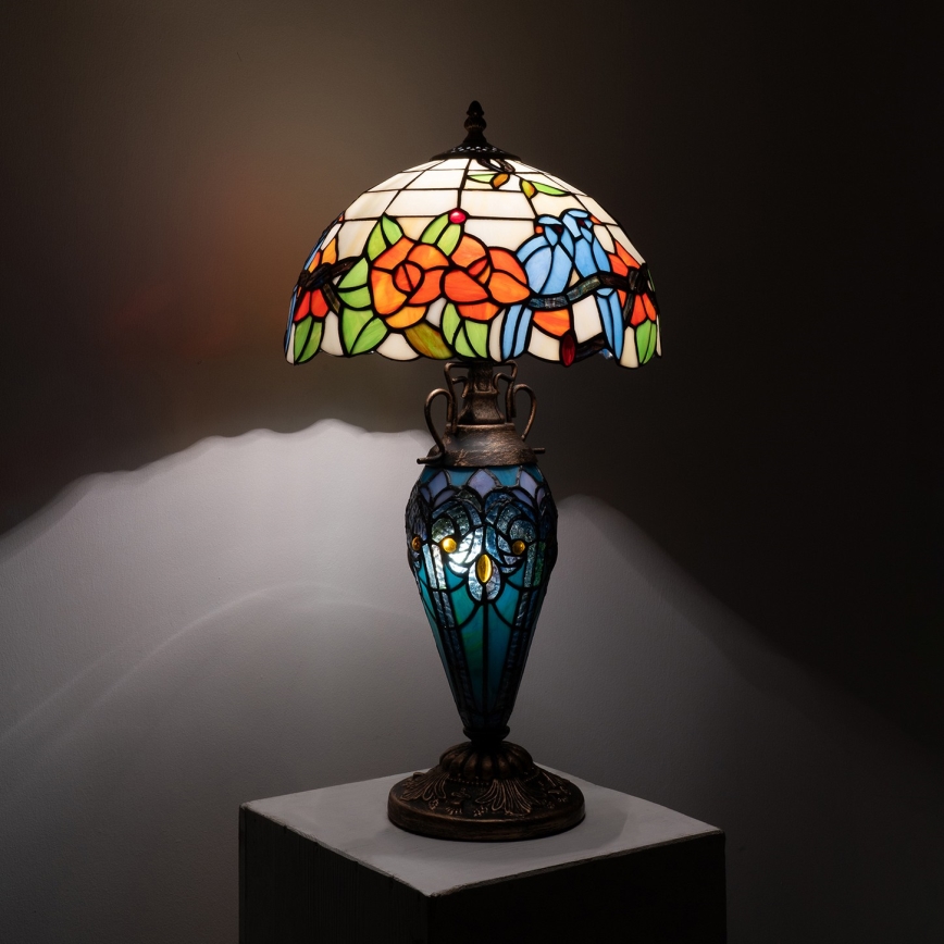 Brilagi - Επιτραπέζιο φωτιστικό Tiffany με βιτρώ JUNGLE 1xE27/60W/230V + 1xE14/40W